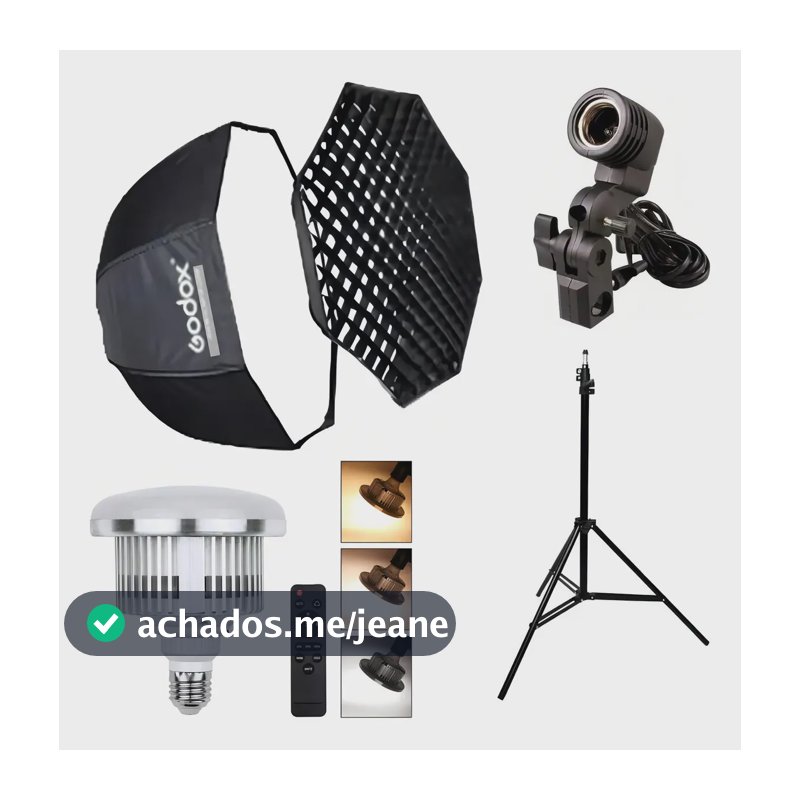 Kit Softbox Godox 80cm Com Grid e Tripé e Suporte e Lâmpada