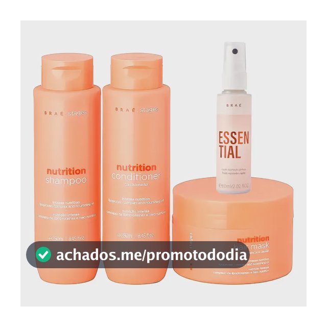Kit Braé Stages Nutrition Shampoo,cond,másc + Essential 60ml