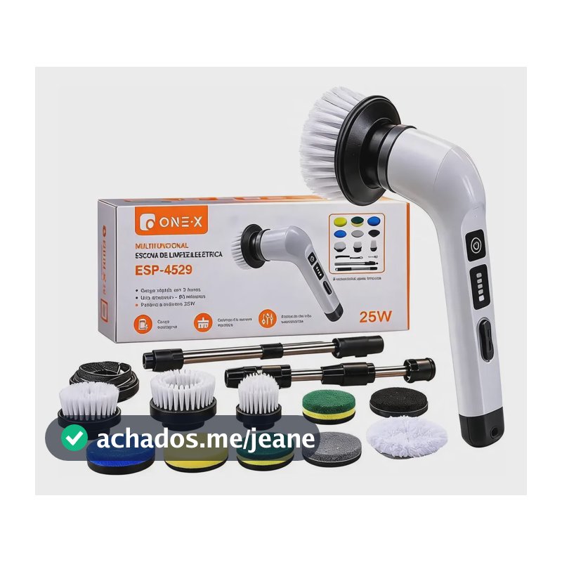 Escova De Limpeza Elétrica One-x Esp-4529 Com 9 Peças Branco