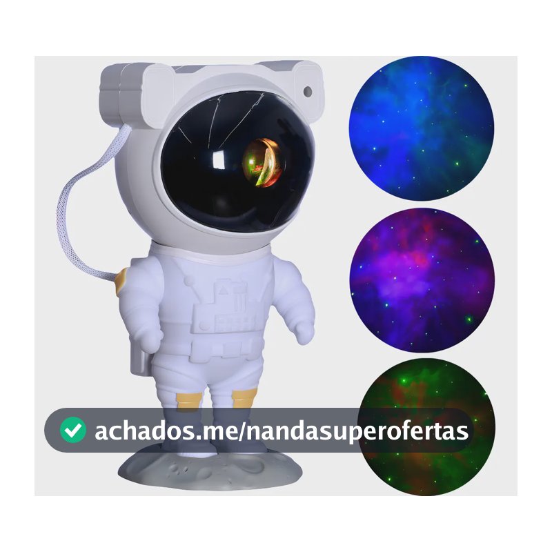 Projetor Galáxia Astronauta Zonacriativa LED Controle Remoto