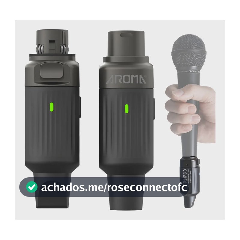 Transmissor E Receptor Microfone Sistema Sem Fio 7 Canais Preto