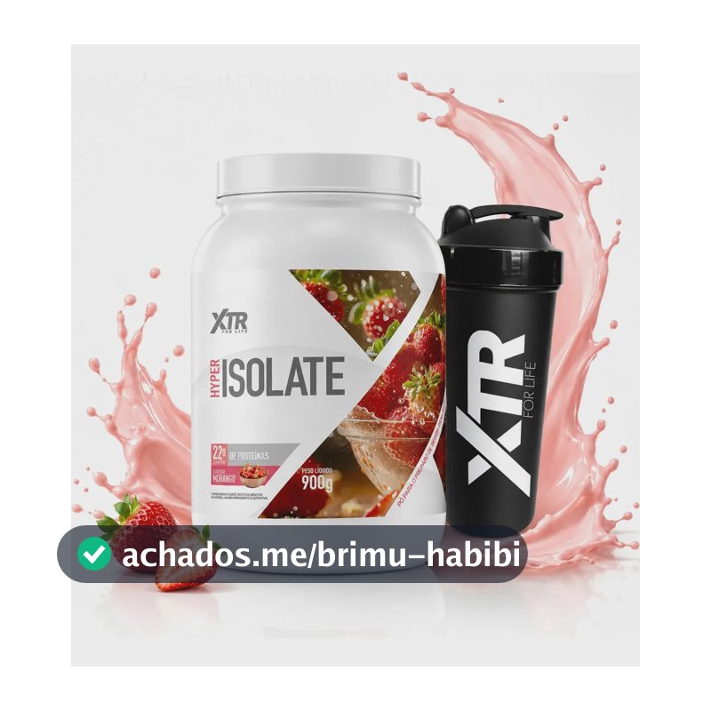 Proteína Isolada Whey Hyper Isolate Sem Lactose Sem Glúten 900g Morango XTR