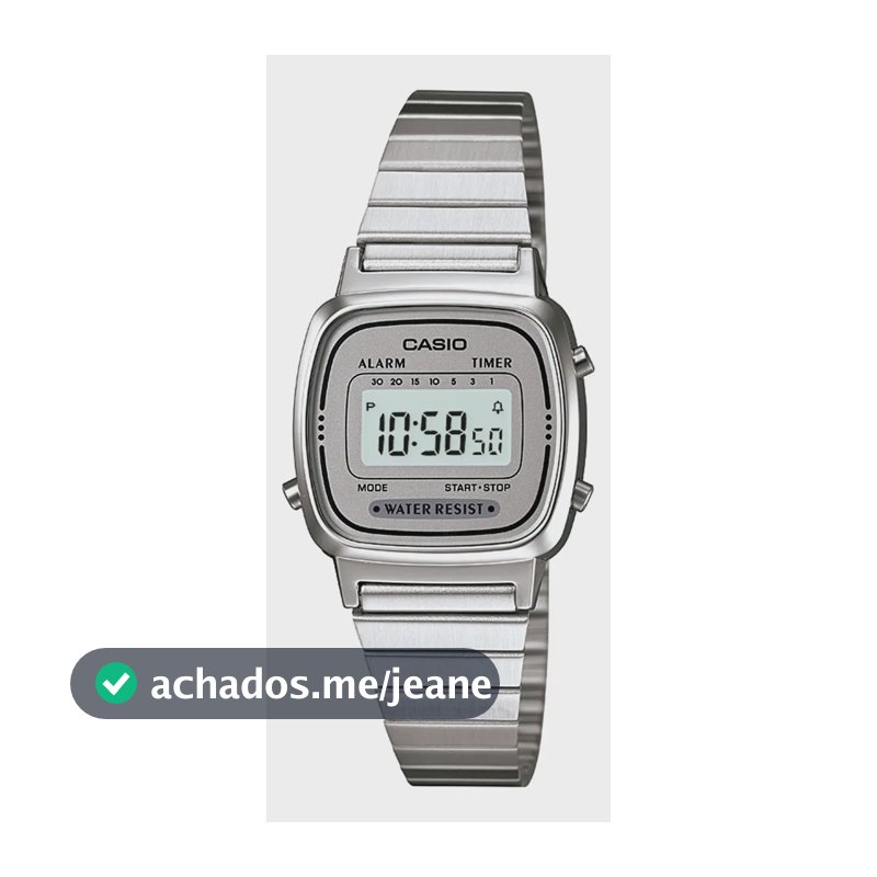 Relógio Casio Mini Vintage Feminino Prata La670wa-7df Cronometro calendário alarme Prateado