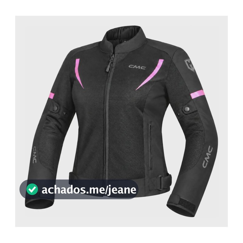 Jaqueta Moto Motoqueiro Motociclista Ventilada Cmc Air Verão Preto / Rosa - Feminina Liso G