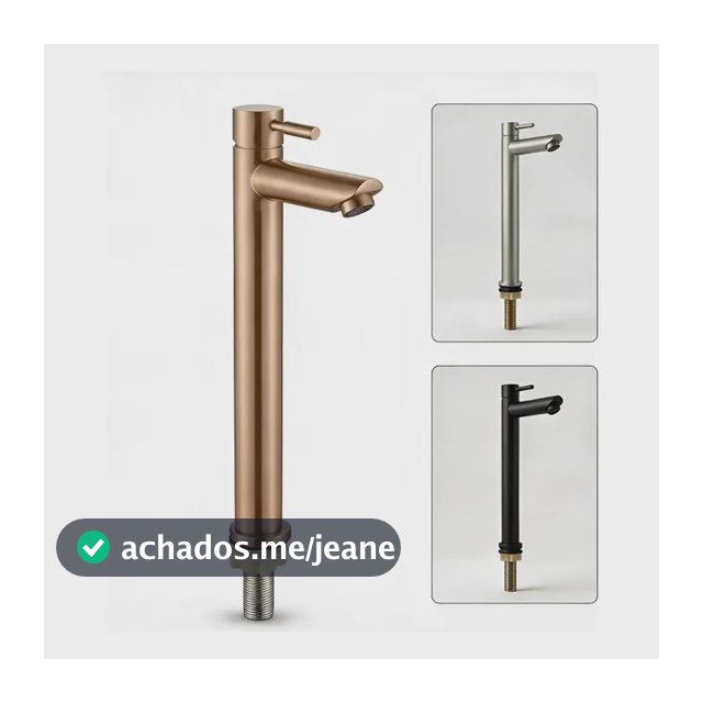 Torneira Aço Inox Lavatório Banheiro Bica Alta Dourado Fosco