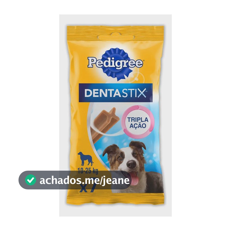 Petisco para Cães Adultos Raças Médias Pedigree Dentastix Pacote 180g 7 Unidades