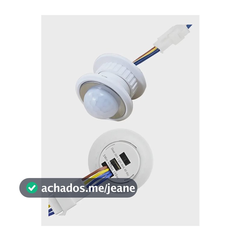 Sensor De Presença Ajuste Tempo Luz 5v, 12v E 24v Fotocélula Branco