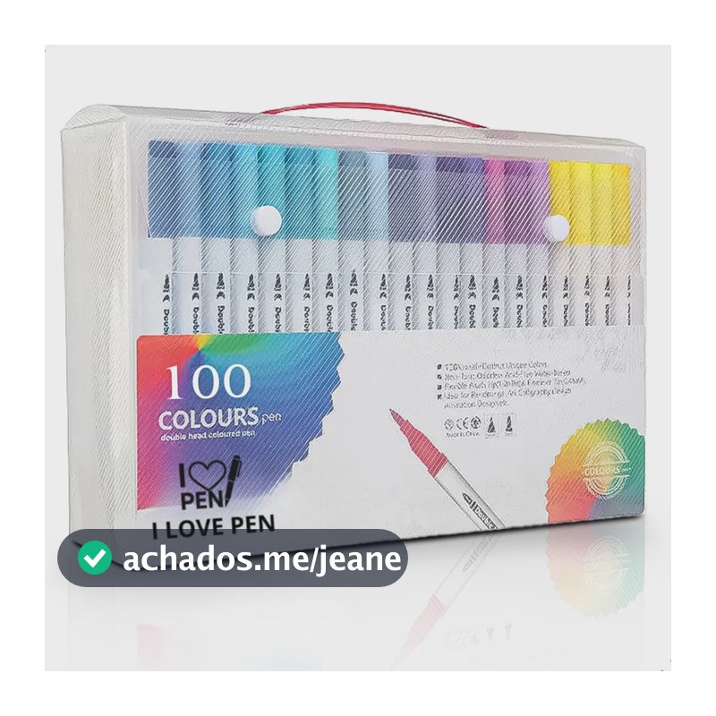 Kit de Marcadores para Colorir com 100 Cores e Ponta Dupla I Love Pen