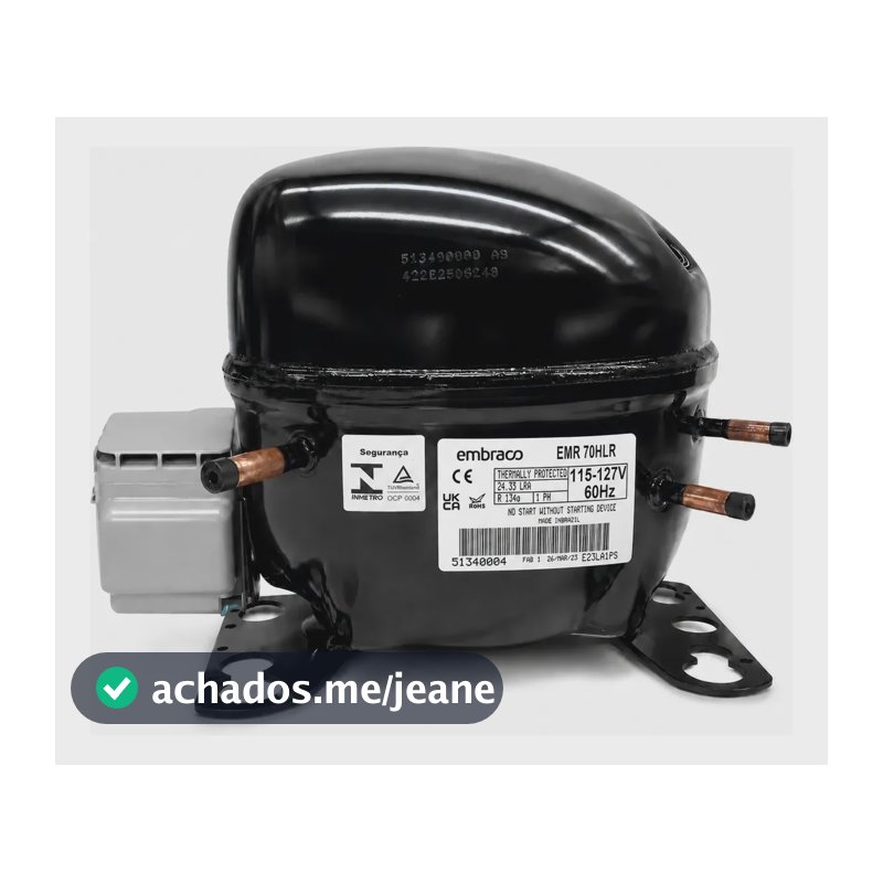 Motor Compressor Embraco Geladeira 1/5 Emr70hlr R134a 127v 127v