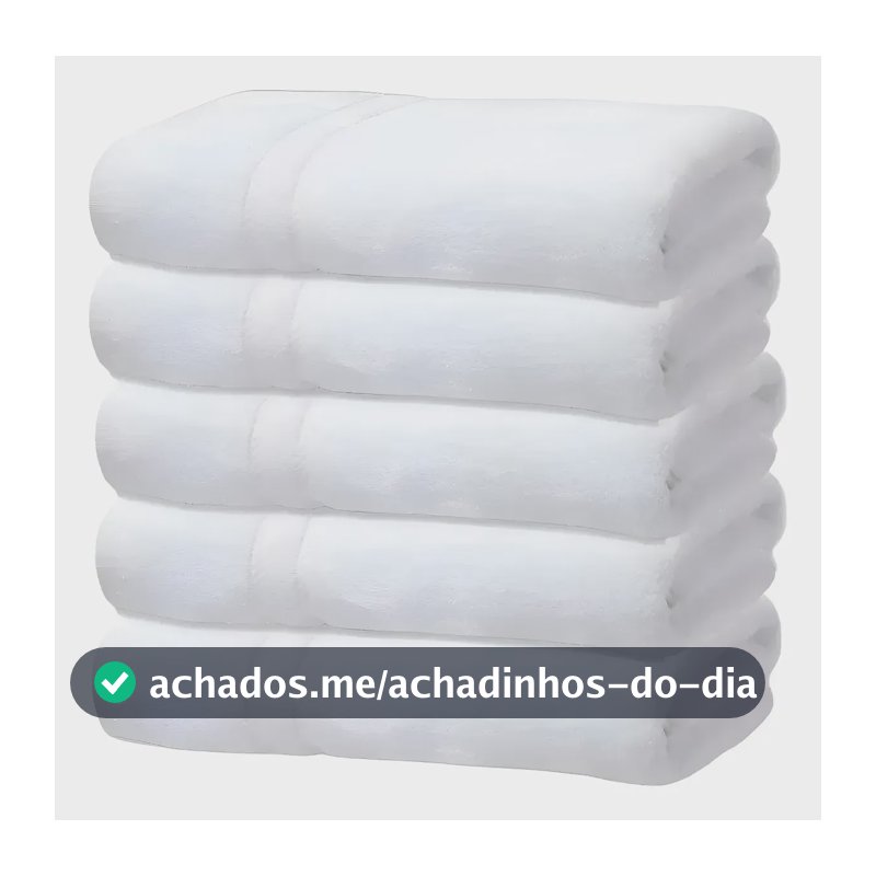 Kit 5 Toalhas Banho Gigante Grossa Hotel Luxo 75x150cm 480g Branco Hotel