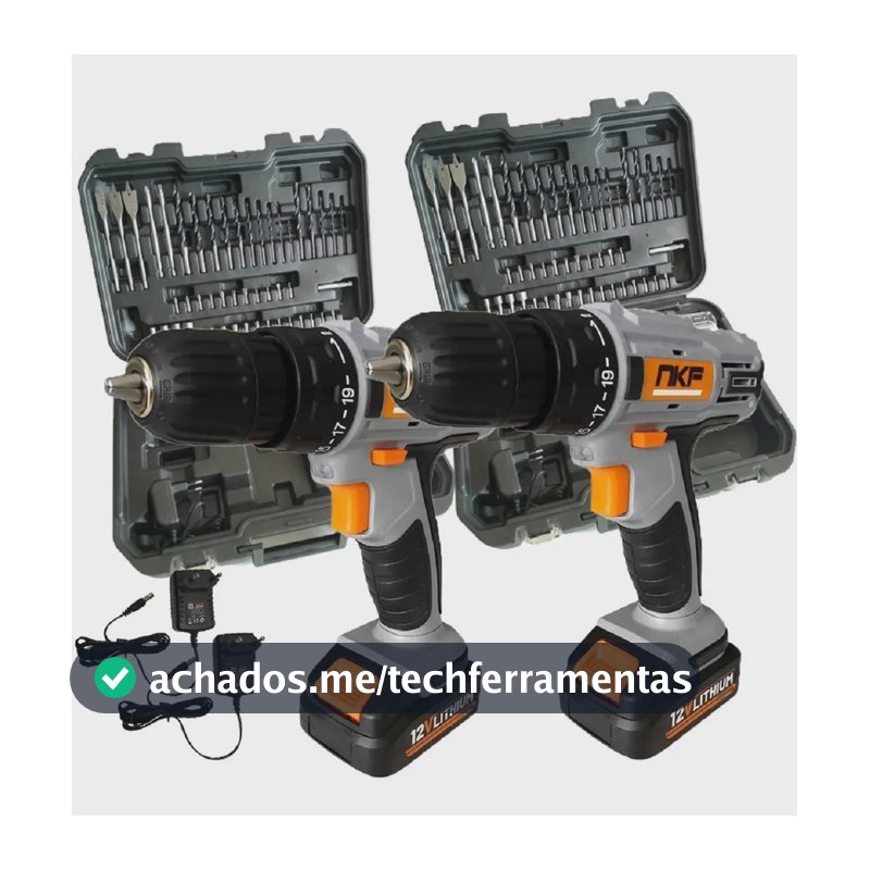 Kit 2 Furadeira Parafusadeira À Bateria Com Maletas E A Cinza