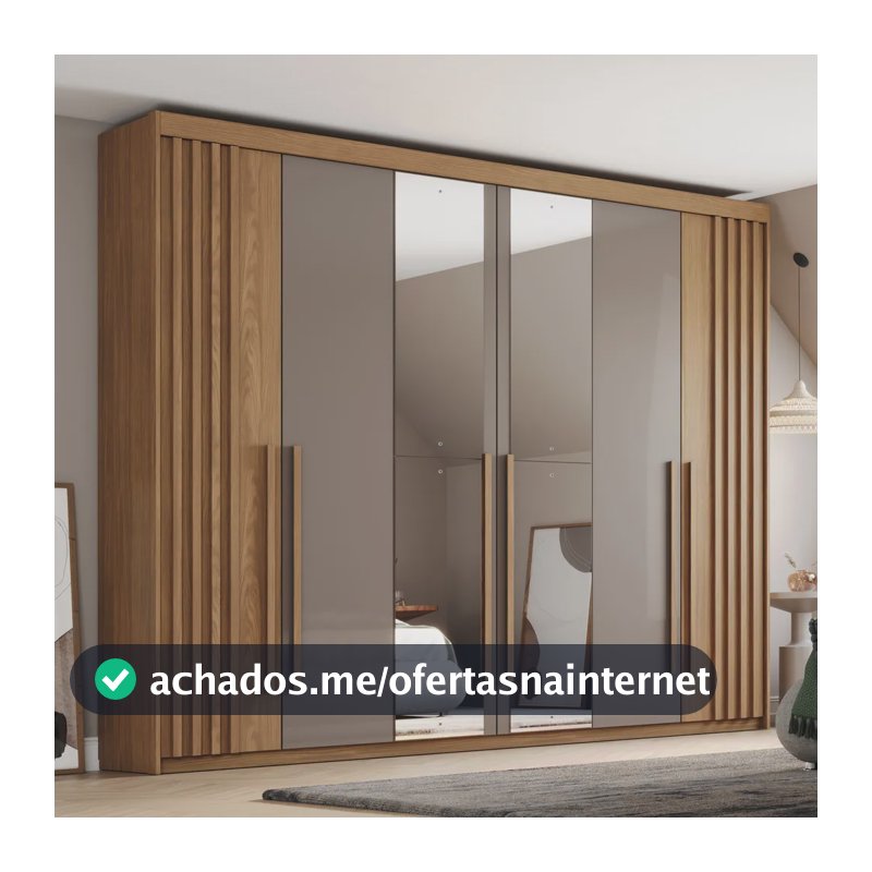 Guarda Roupa Casal 6 Portas Com Espelho 4 Gavetas Flex Henn