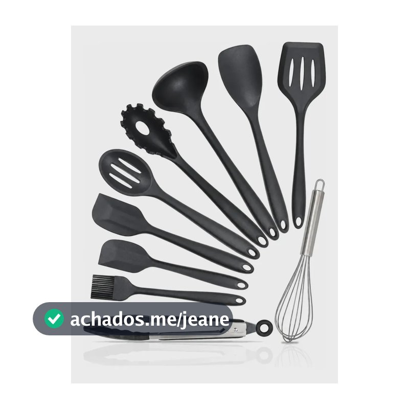 Conjunto Utensílios Profissional 10 Peças Cozinha Silicone Preto