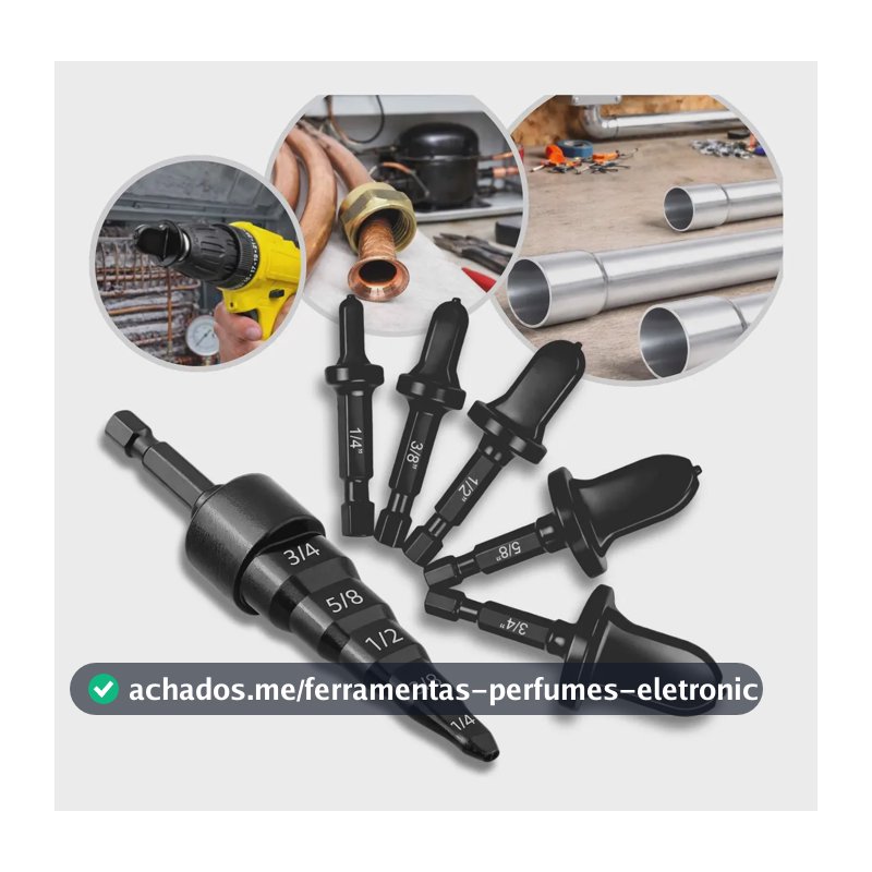 Kit 6 Haste Flangeador Alargador Broca Escalonado 1/4  3/4