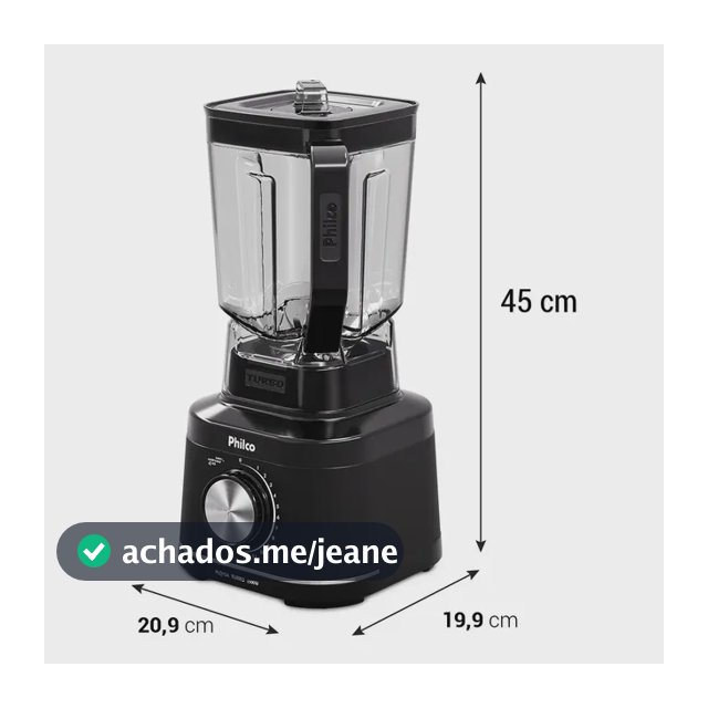 Liquidificador Philco 1500W 3,1L 12 Velocidades com 6 Lâminas PLQ15A