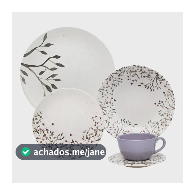 Aparelho De Jantar E Chá 20 Pçs Oxford Unni Lilac Cor Branco