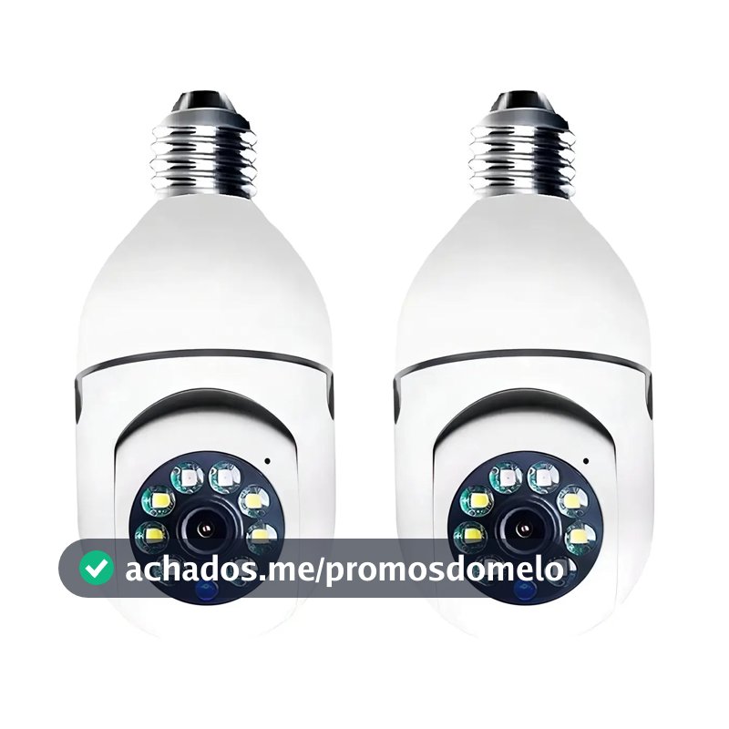 Kit 2 Câmeras Segurança 360º Jortan Wifi IP HD Visão Noturna Lâmpada