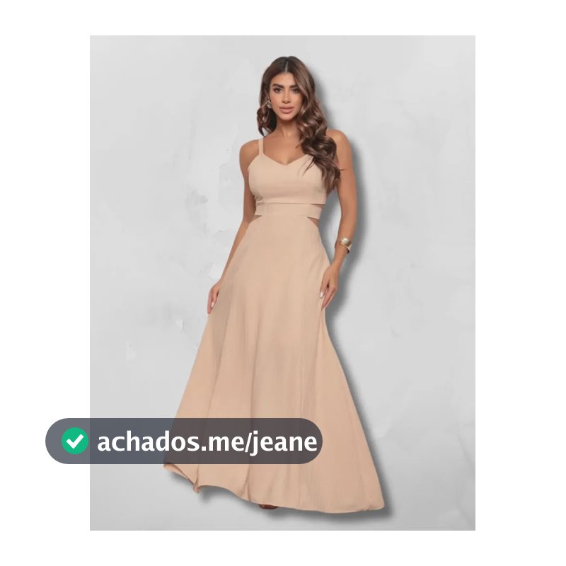 Vestido Longo Festa Confortável Caimento Solto Bege Unico 38-44