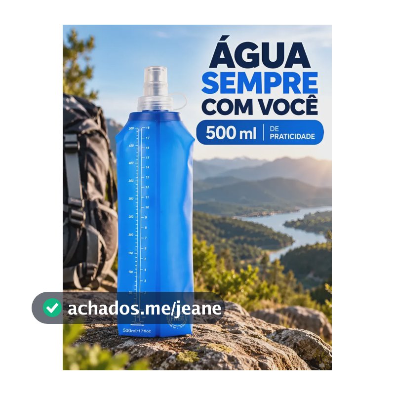 Garrafa Dobrável Silicone 500ml Squeeze Anti Vazamento Azul