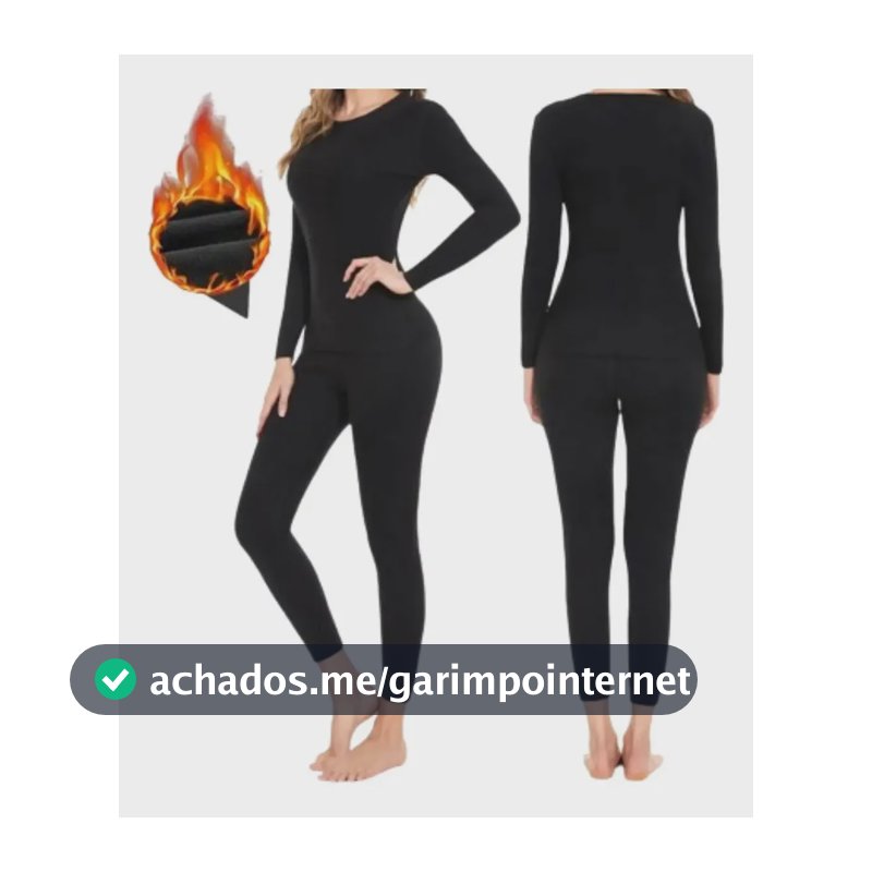 Conjunto Calça Térmica Flanelada E Blusa Térmica Feminina Preto