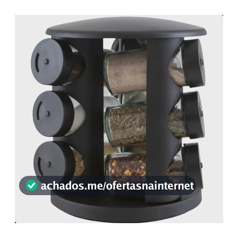 Porta Tempero De Vidro 10 Peças Brinox Lock & Preto
