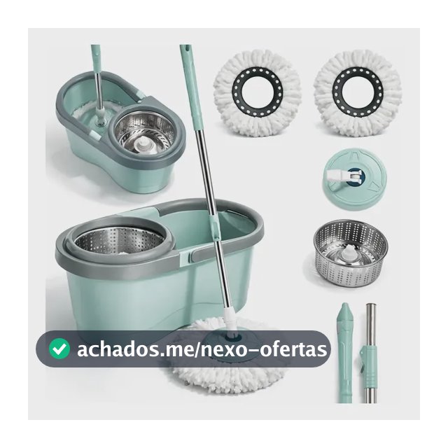 Mop Giratório 8l Rodinhas Esfregão 130cm Cesto Inox C/ Refil