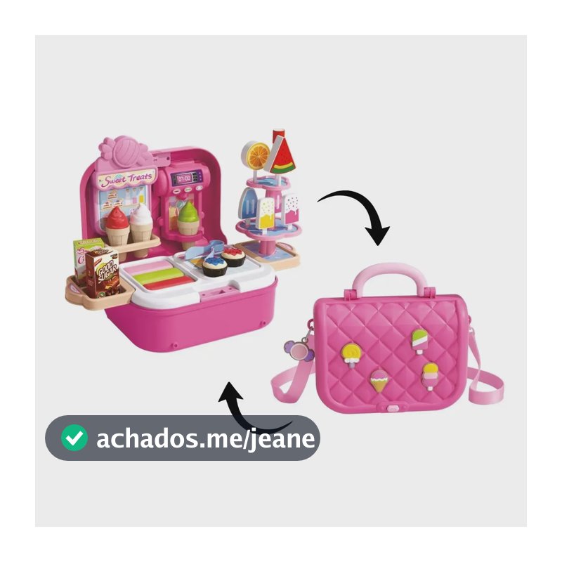 Maleta de Brinquedo Maxi Toys Doceria Fashion 2 em 1 com 33 Peças e Bolsa Transversal