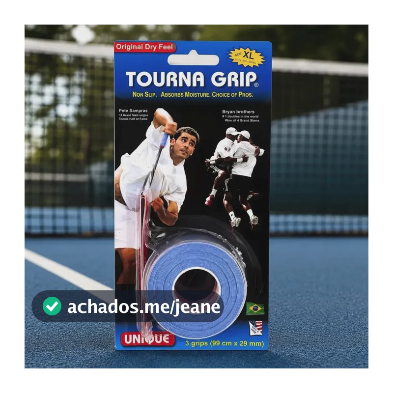 Overgrip Tourna Grip Xl Azul para Tênis - Pack com 3 Unidades para Raquete Tennis Grip Profissional Seco