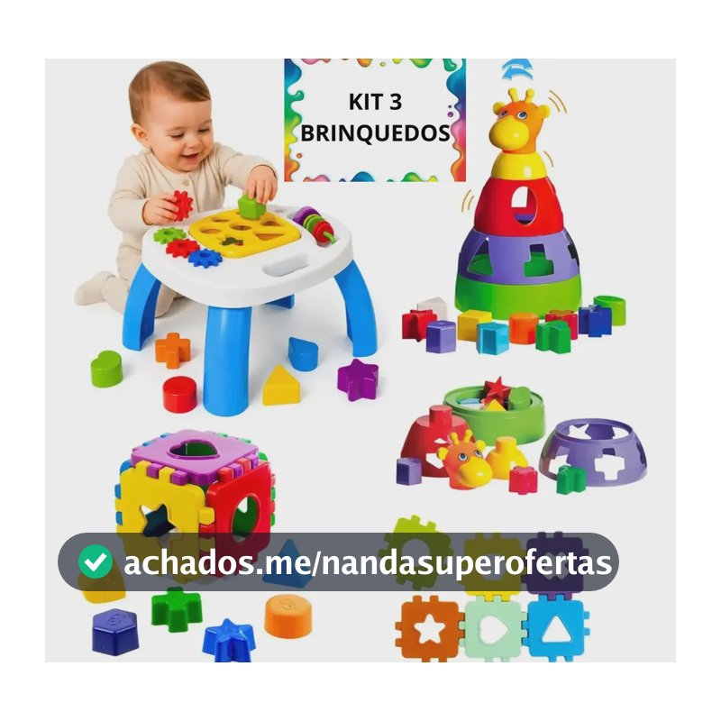 Kit 3 Brinquedo Educativo Mesa Didatica Infantil Crianças Colorido