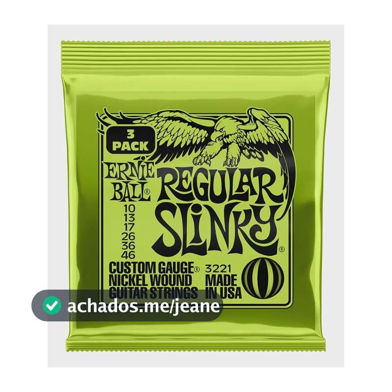 Kit 3 Encordoamento Ernie Ball 010 Guitarra P03221 Regular