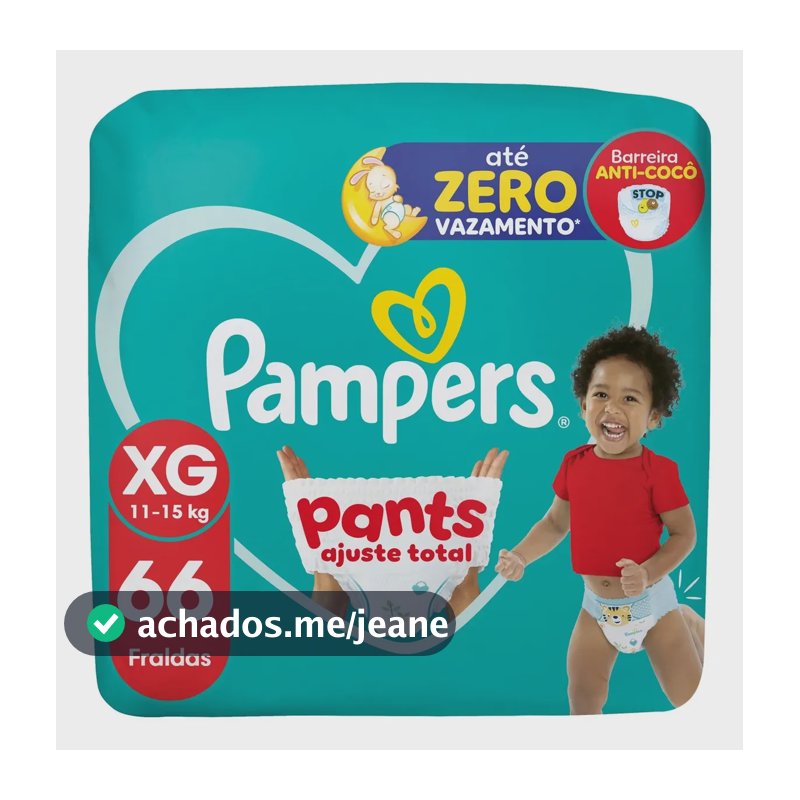 Fralda Pampers Pants Ajuste Total Tamanho XG 66 Unidades