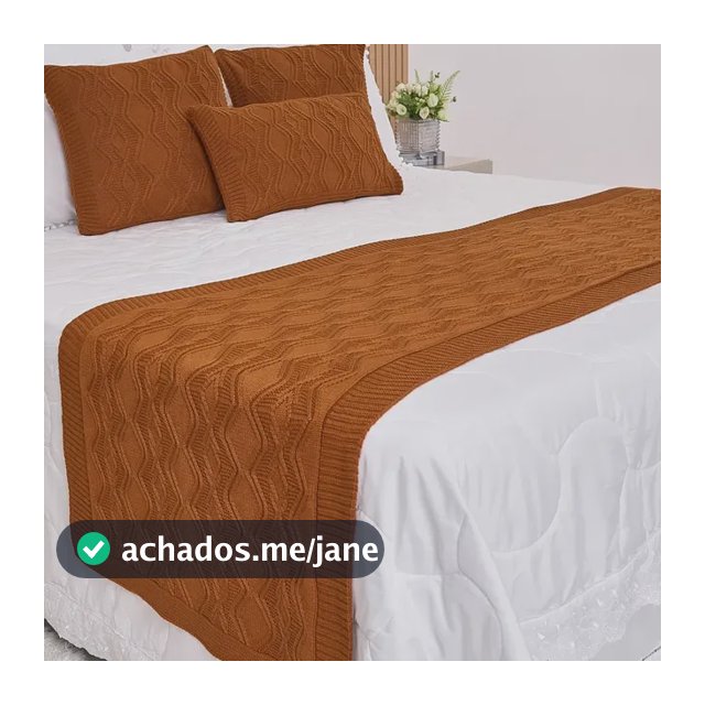 Peseira Manta Tricot Decorativa Sofá Cama Casal Aran