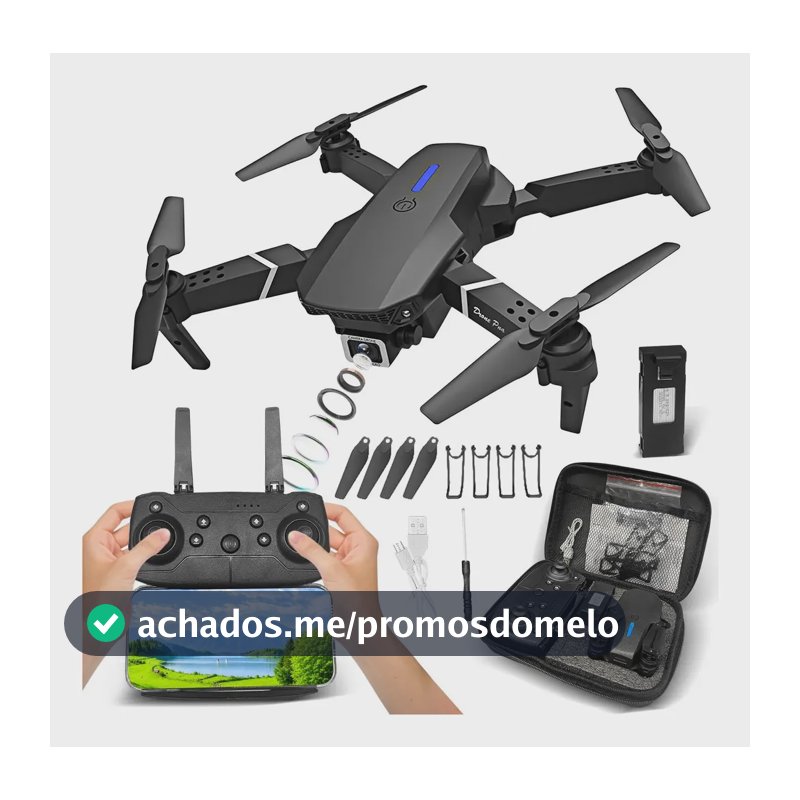 Drone E88 Profissional Dobrável Câmera Hd E Controle Remoto Preto
