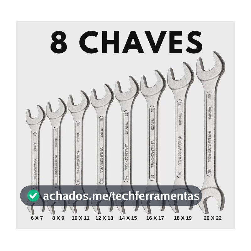 Jogo Chaves Fixas Tramontina Basic Corpo Em Aço Cromado 8pçs
