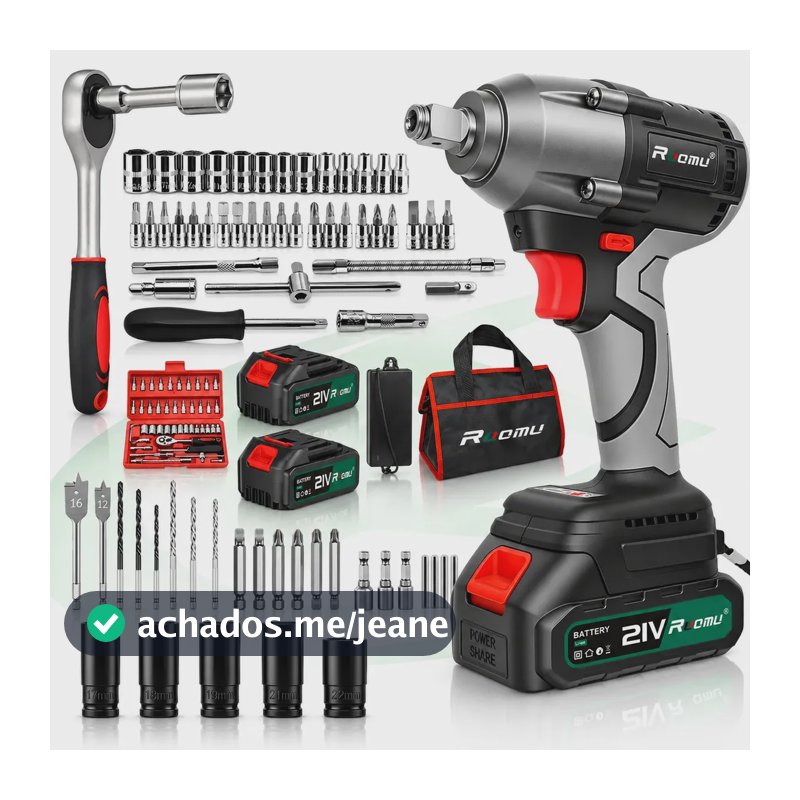Chave De Impacto Brushless Parafusadeira Furadeira 2 Bateria Cinza/preto 127/220v 60 Hz