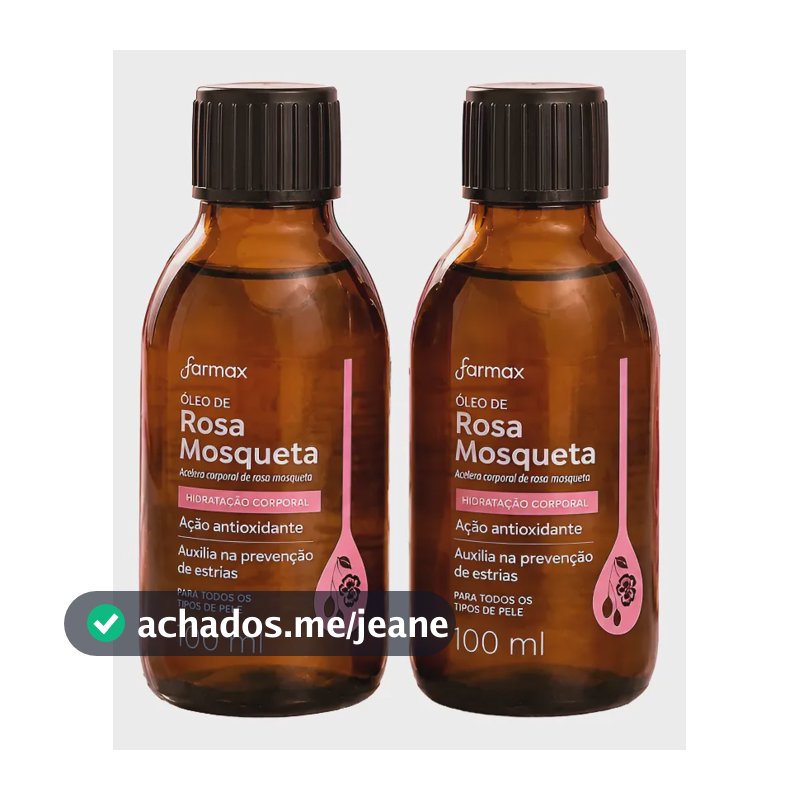 2x Óleo Rosa Mosqueta Anti Estrias Clareamento Farmax 100ml