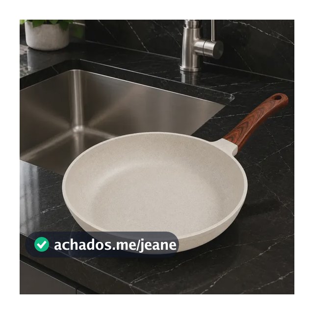Frigideira Cerâmica Antiaderente 24cm Indução Cooktop Fogão a Gás Não Gruda Sem Óleo Cor Creme