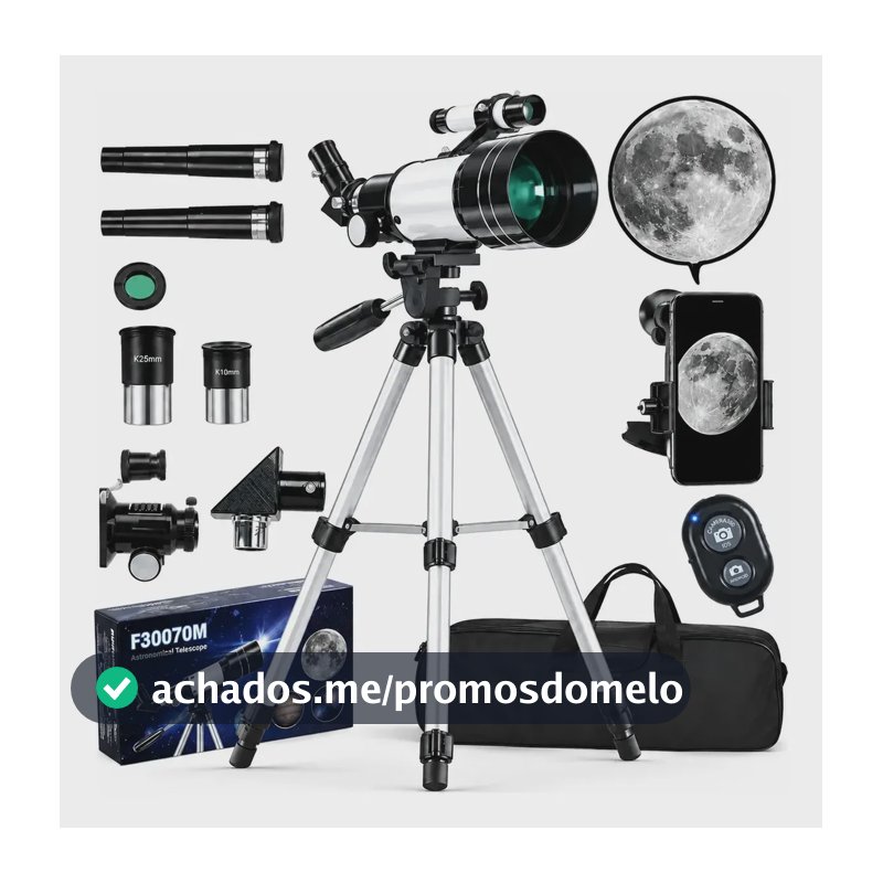 Telescópio Astronômico 70mm Com Tripé F300 70m F30070m Ultra Cinza