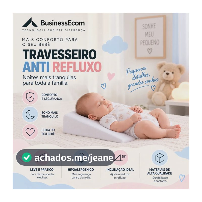 Travesseiro Anti Refluxo Berço Bebê Rampa Cama Grávida Tamanho G BusinessEcom