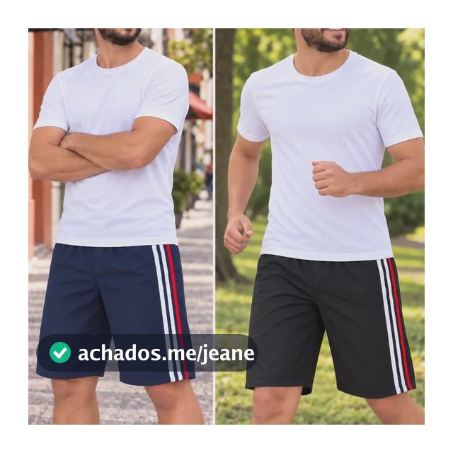 Kit 2 Bermudão Tecido Tactel Leve Faixa Lateral Esporte