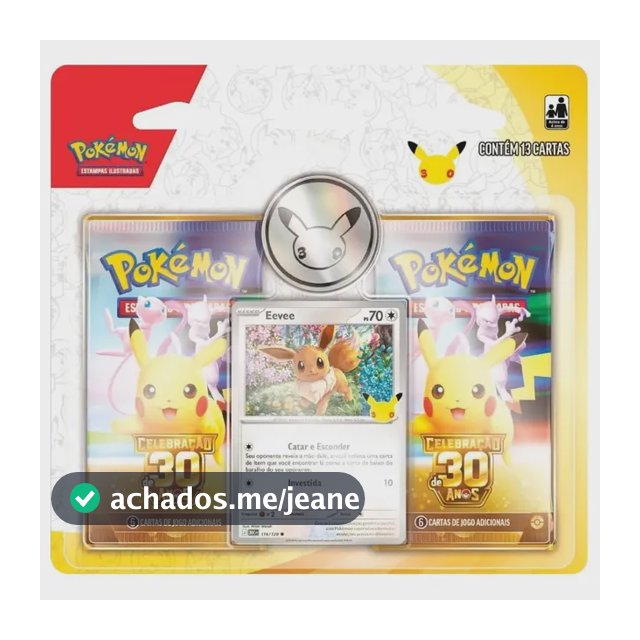 Jogo De Cartas Blister Com Moeda Pokémon 30 Anos Eevee Copag