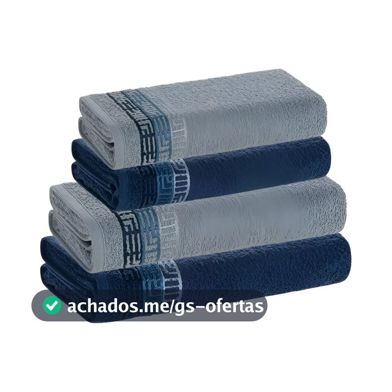 Jogo De Toalhas 4 Pçs Fio Cardado 100% Algodão Bosco Karsten Azul Serena/ Azul Naval Bosco