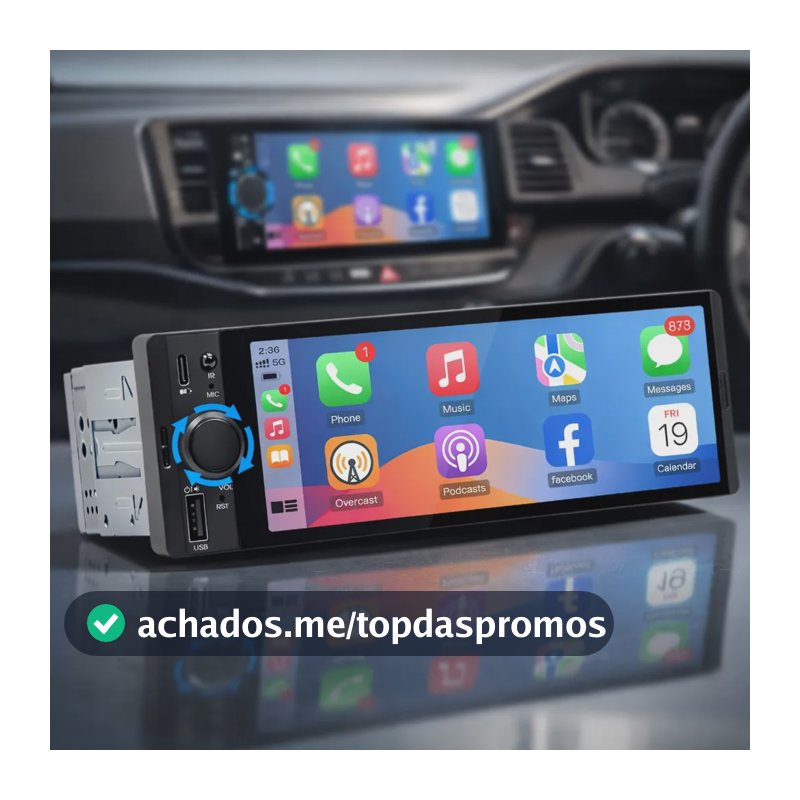 Som Pra Carro Multimídia Mp10 1 Din Universal Carplay Espelh