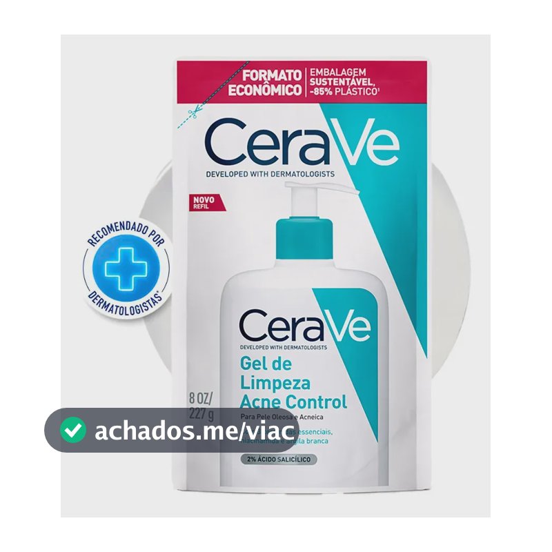 Refil Gel de Limpeza Facial Antiacne Pele Oleosa, Acne Control CeraVe, 227g