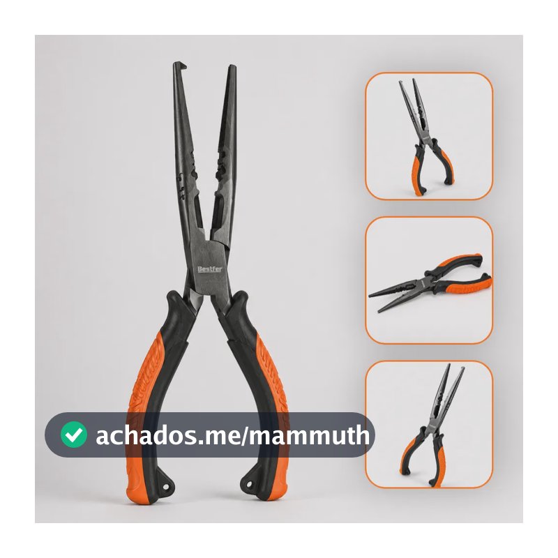 Alicate Pesca Bico Longo 8,5 Bestfer Aço Carbono