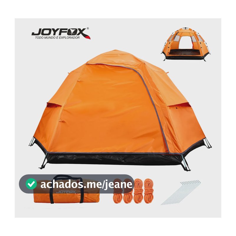 Barraca Camping Acampamento Automatica Joyfox 5-8 Pessoas Impermeavel 3000mm Cor Laranja 280240150cm