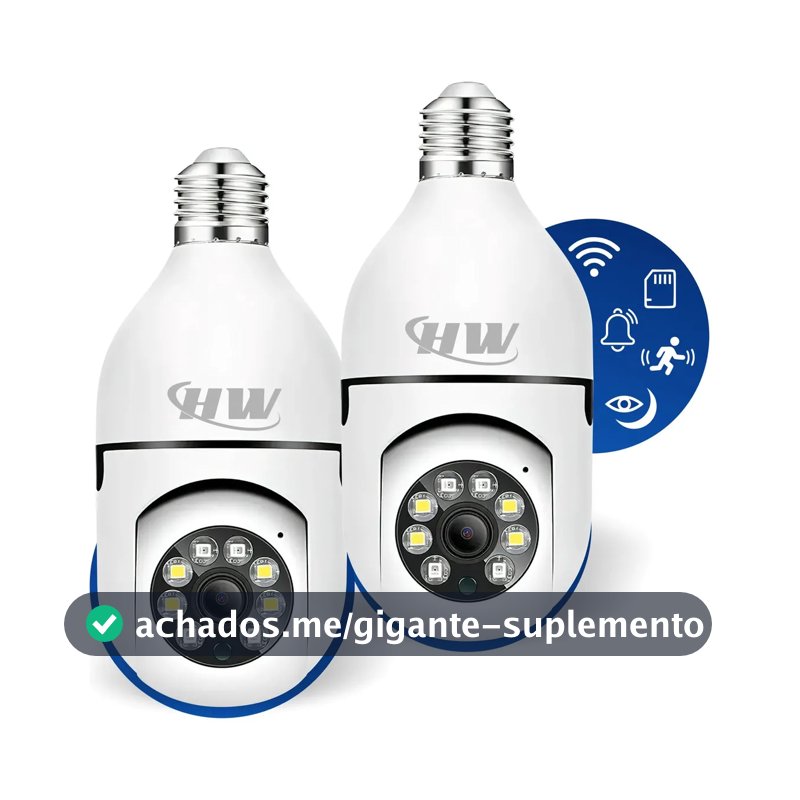 Kit C/ 2 Câmeras Lâmpada Ip Wi-fi 360° | Visão Colorida | Áudio | Sensor De Movimento | E27 App Yoosee- Hw