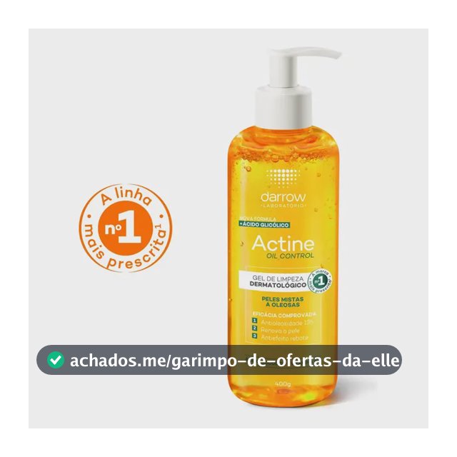 Gel de Limpeza Facial Darrow Actine Oil Control Pele Mista Oleosa 400g