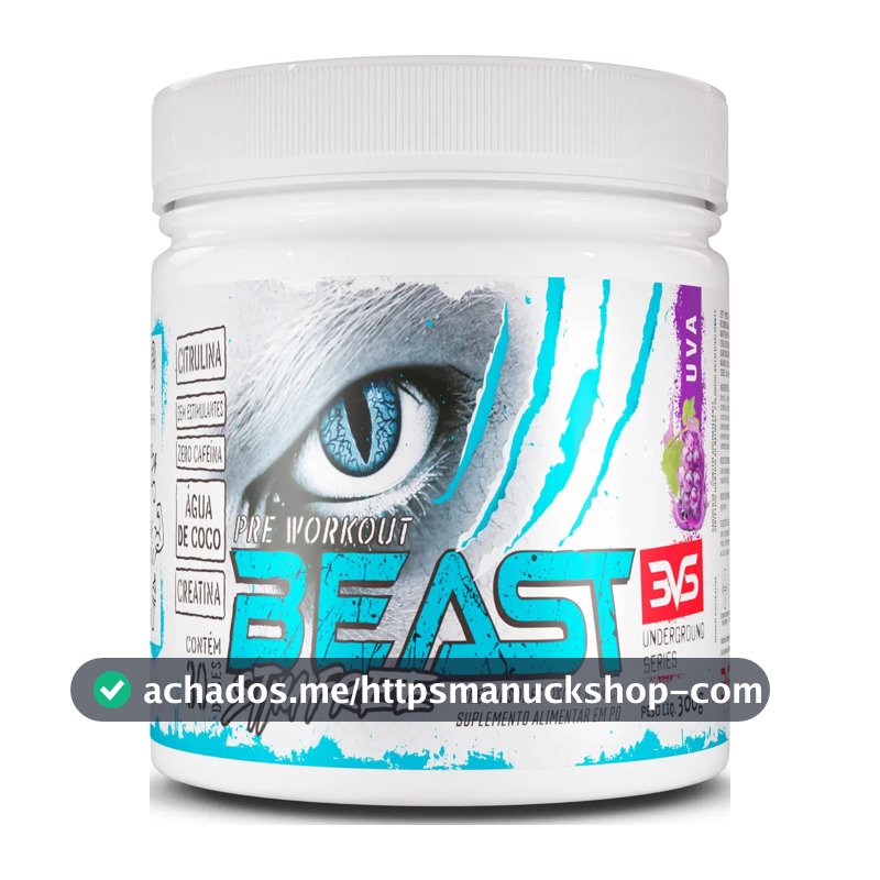 Pré Treino Sem Cafeína Beast 300g - Sabor Uva - Fórmula Exclusiva Com Citrulina, Beta Alanina, Creatina, Água De Coco, Arginina, Taurina E Tirosina