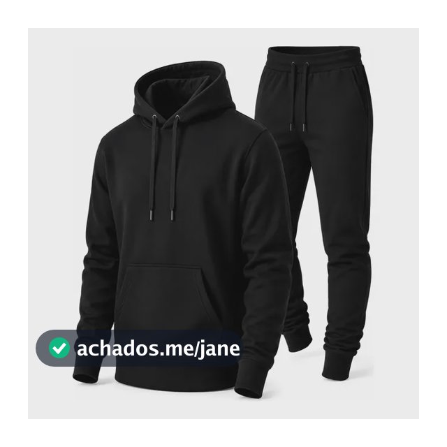 Conjunto Calça E Blusa De Moletom Liso Masculino Unissex M Preto